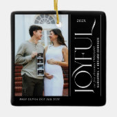 Joyful First Christmas Pregnant Photo Couple Keramikornament (Vorderseite)