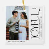 Joyful First Christmas Pregnant Photo Couple Keramikornament (Vorderseite)