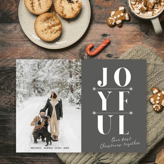 Joyful First Weihnachten Moderner Grauer Couple Do