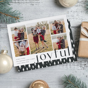Joyful Five Holiday Photo Collage Card Black Feiertagskarte