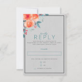 Joyful Floral Orange und Aquamarine Hochzeit RSVP Karte (Vorderseite)