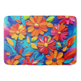 Joyful Floral Painting Badematte