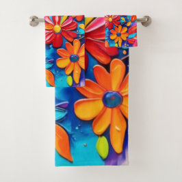 Joyful Floral Painting Badhandtuch Set