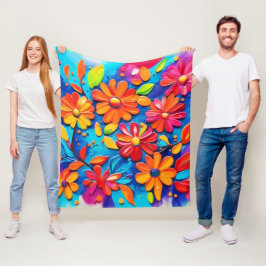 Joyful Floral Painting Fleecedecke