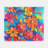 Joyful Floral Painting Fleecedecke (Vorderseite (Horizontal))
