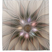 Joyful Flower Abstract Beige Brown Floral Fractal Duschvorhang (Vorderseite)