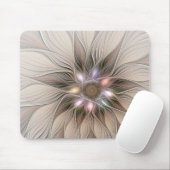 Joyful Flower Abstract Beige Brown Floral Fractal Mousepad (Mit Mouse)