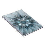 Joyful Flower Abstract Blue Gray Floral Fractal Notizblock (Rechte Seite)