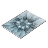 Joyful Flower Abstract Blue Gray Floral Fractal Notizblock (Linke Seite)
