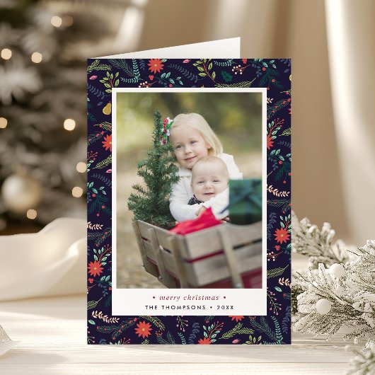 Joyful Foliage | Folgekarte Weihnachtsfotokarte Feiertagskarte