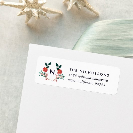 Joyful Foliage | Holiday Monogram Rücksendeadresse