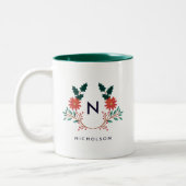 Joyful Foliage Holiday Monogram Zweifarbige Tasse (Links)