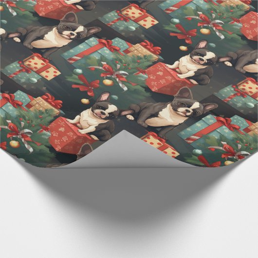 Joyful Frenchie Holiday Geschenkpapier (Ecke)