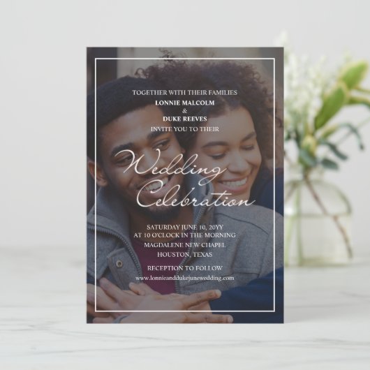 Joyful Fun Foto Wedding Einladung (Stehend Vorderseite)