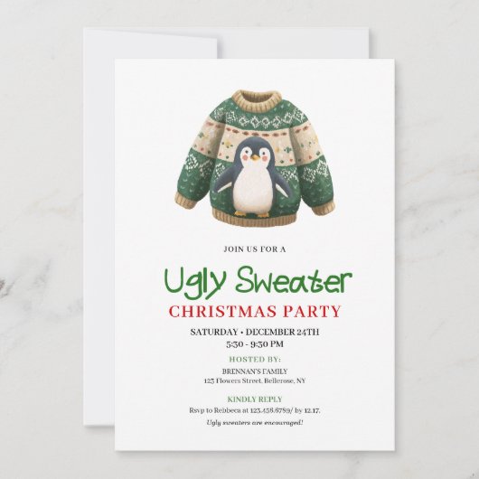 Joyful Funny Ugly Sweater Christmas Invite Einladung (Vorderseite)