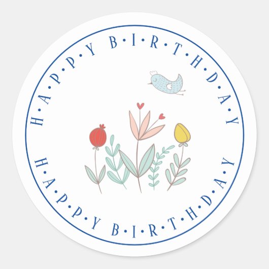Joyful Garden Bird Classic Round Sticker (Vorderseite)