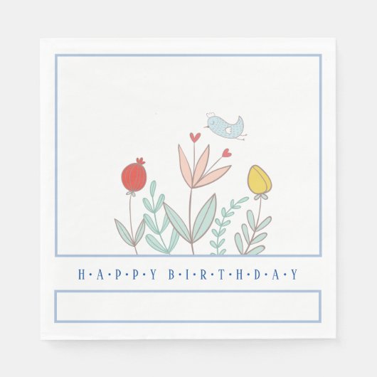 Joyful Garden Bird Paper Napkin Serviette (Vorderseite)