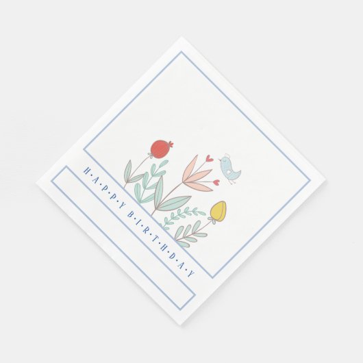 Joyful Garden Bird Paper Napkin Serviette (Ecke)