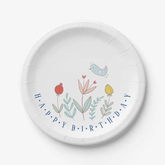 Joyful Garden Bird Paper Plate Pappteller (Vorderseite)