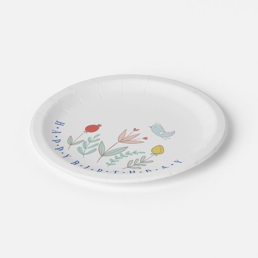 Joyful Garden Bird Paper Plate Pappteller (Schrägansicht)