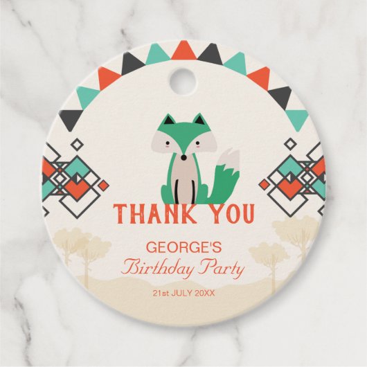 Joyful Geometric Shapes Tribal Fox Vielen Dank Geschenkanhänger (Vorderseite)
