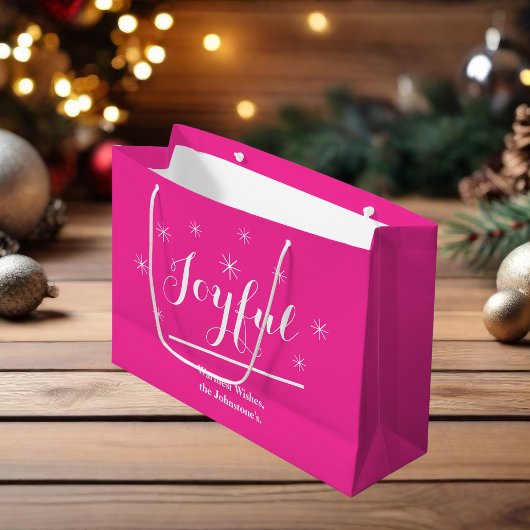 Joyful Geschenk Chic Skript Modern Hot Pink Weihna Große Geschenktüte