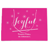 Joyful Geschenk Chic Skript Modern Hot Pink Weihna Große Geschenktüte (Vorderseite)