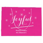 Joyful Geschenk Chic Skript Modern Hot Pink Weihna Große Geschenktüte (Rückseite)