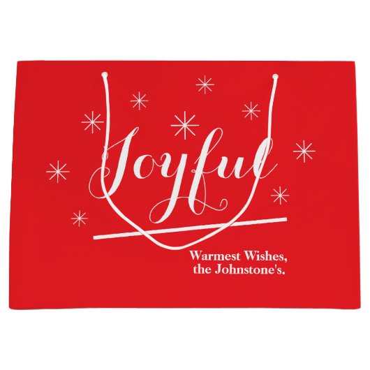Joyful Geschenk Chic Skript Rustic Chic Red Weihna Große Geschenktüte (Vorderseite)