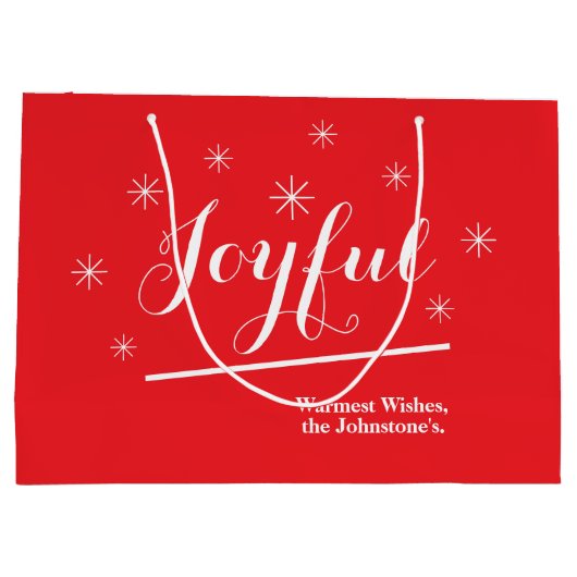 Joyful Geschenk Chic Skript Rustic Chic Red Weihna Große Geschenktüte (Rückseite)