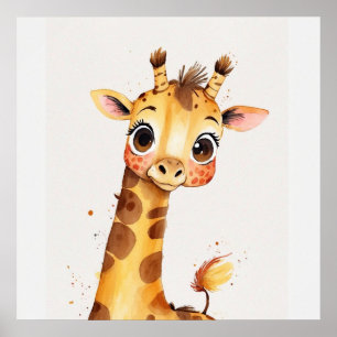 Joyful Giraffe Kinderzimmer Aquarellmalerei Poster