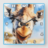 Joyful giraffe trifft auf das Sonnenlicht in Afrik Quadratische Wanduhr (Vorderseite)