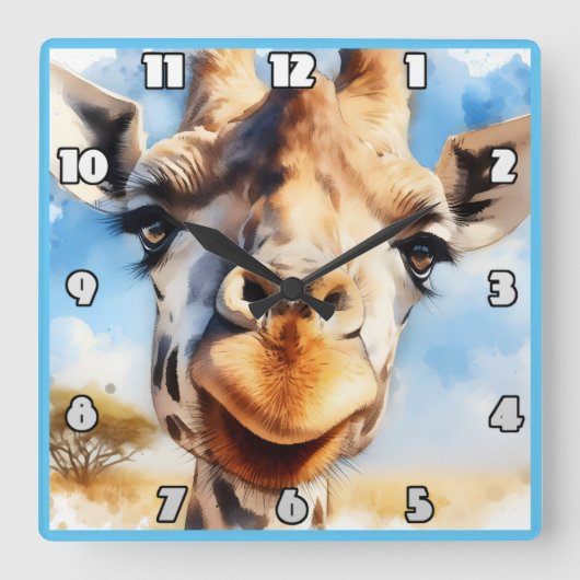 Joyful giraffe trifft auf das Sonnenlicht in Afrik Quadratische Wanduhr (Vorderseite)