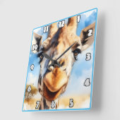 Joyful giraffe trifft auf das Sonnenlicht in Afrik Quadratische Wanduhr (Winkel)