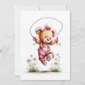 Joyful Girl Teddy Bear 1st Birthday Einladung (Rückseite)