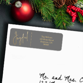 JOYFUL Gold and Gray Christmas Return Address