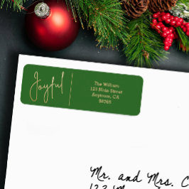 JOYFUL Gold and Green Christmas Return Address