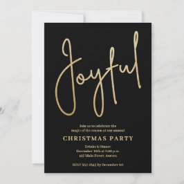 JOYFUL Gold Faux Foil on Black Christmas Party Einladung