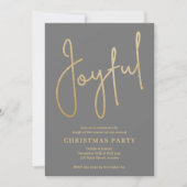 JOYFUL Gold Faux Foil on Green Christmas Party Einladung (Vorderseite)