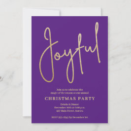 JOYFUL Gold Faux Foil on Purple Christmas Party Einladung