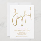 JOYFUL Gold Faux Foil on White Christmas Party Einladung (Vorderseite)