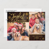 Joyful Gold Frame Modernes Script 2 FOTO Gruß Postkarte (Vorne/Hinten)