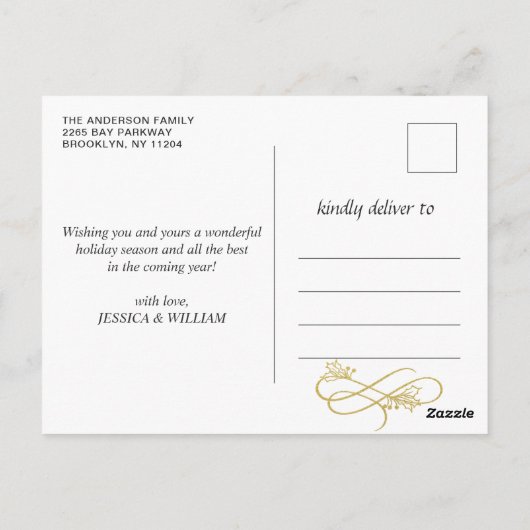 Joyful Gold Frame Modernes Script 2 FOTO Gruß Postkarte (Rückseite)