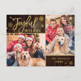 Joyful Gold Frame Modernes Script 2 FOTO Gruß Postkarte