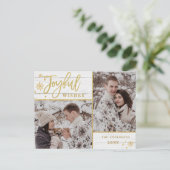 Joyful Gold Frame Modernes Script 2 FOTO Gruß Postkarte (Stehend Vorderseite)