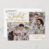 Joyful Gold Frame Modernes Script 2 FOTO Gruß Postkarte (Vorne/Hinten)