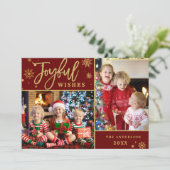 Joyful Gold Frame Weihnachten 2 FOTO Gruß (Stehend Vorderseite)