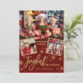 Joyful Gold Frame Weihnachten 3 FOTO Gruß (Stehend Vorderseite)