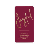 JOYFUL Gold Imitate Foil Cranberry Adresse Adressaufkleber (Vorne)