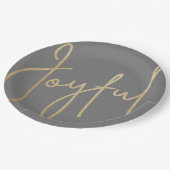 JOYFUL Gold Imitate Foil Gran Christmas Pappteller (Schrägansicht)